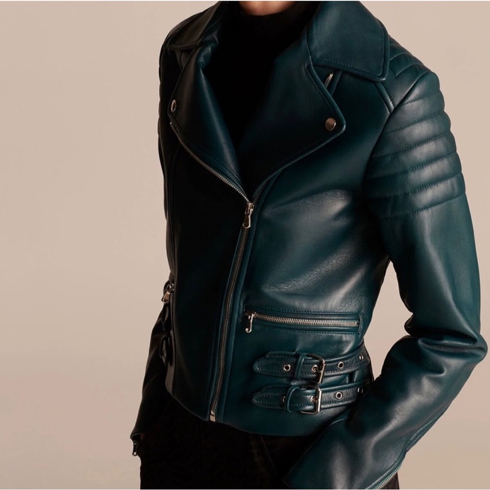 Rebecca Taylor Biker Moto Evergreen Leather Jacket. New with tags. Size small